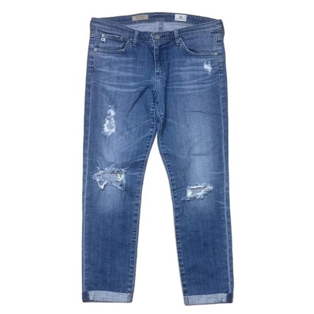AG‎ Adriano Goldschmied The Stilt Distressed Cigarette Blue Womens 30